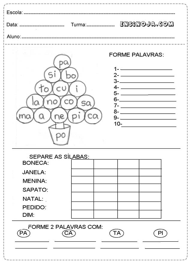 Atividades-de-portugues-3-ano-para-imprimir-forme-palavras - Ensino Já