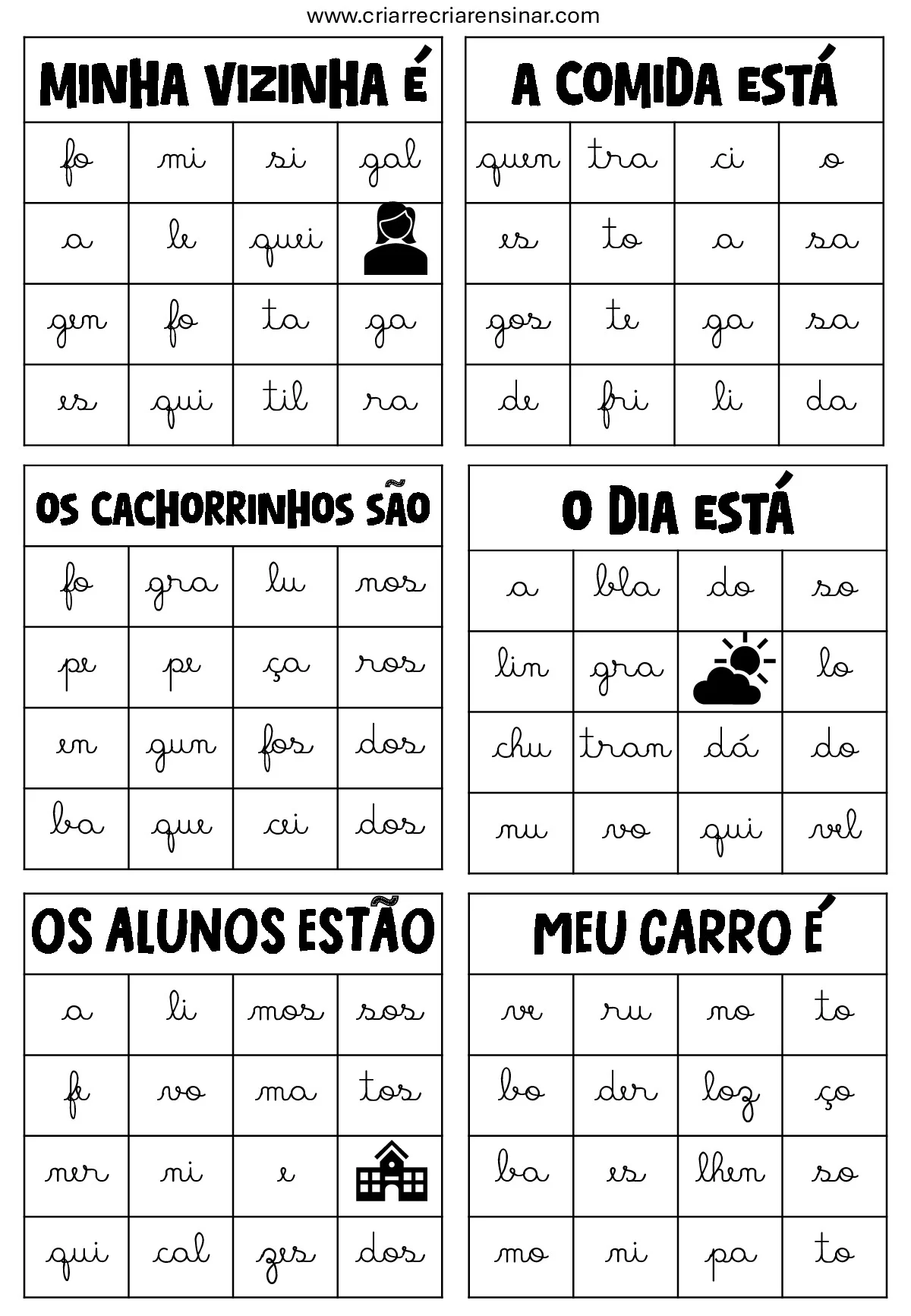 Atividades lúdicas para aprender vocabulário — p2 | Ensino Já atividades para educação infantil (ensinoja.com)