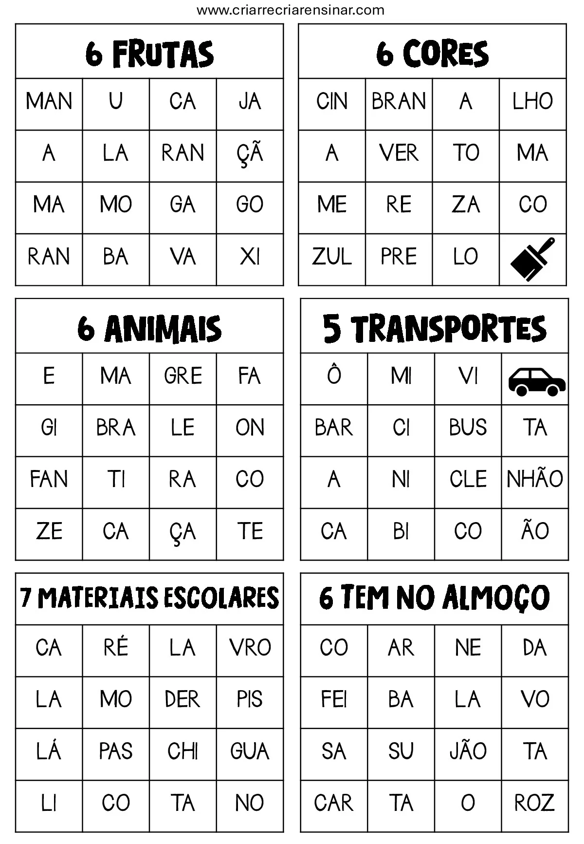 Atividades lúdicas para aprender vocabulário — p4 | Ensino Já atividades para educação infantil (ensinoja.com)