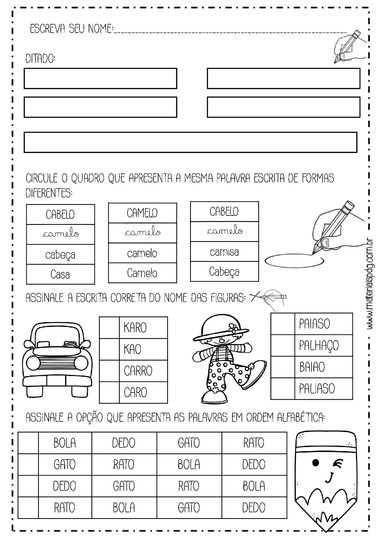 Avaliação diagnóstica para o 3º ano — p2 | Ensino Já atividades para educação infantil (ensinoja.com)