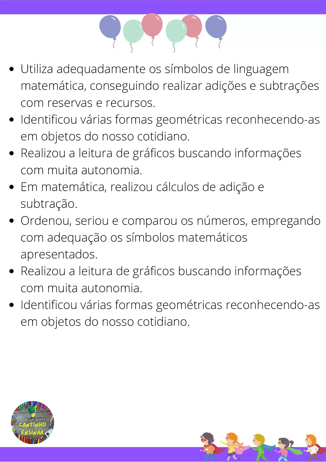 Frases para relatórios descritivos de alunos — p17 | Ensino Já atividades para educação infantil (ensinoja.com)