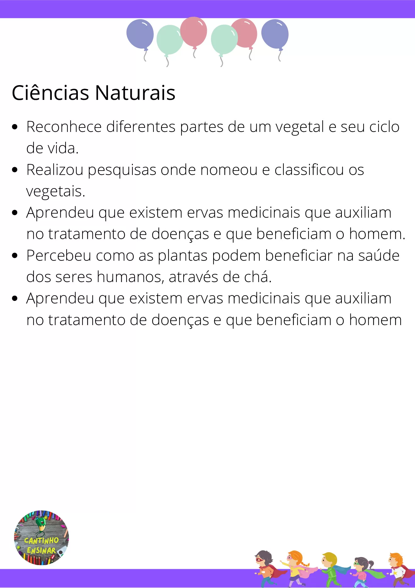 Frases para relatórios descritivos de alunos — p18 | Ensino Já atividades para educação infantil (ensinoja.com)