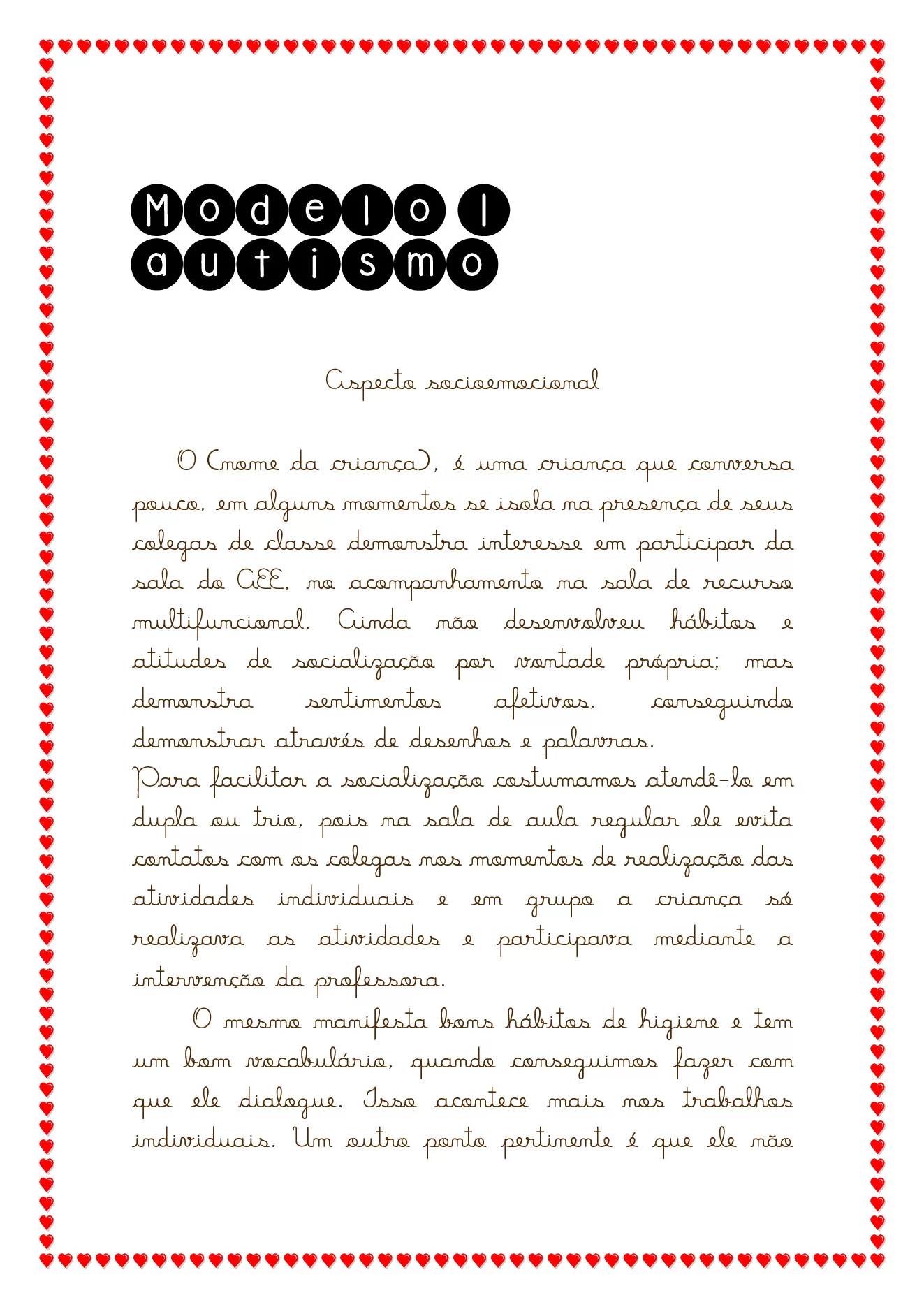 Modelos de relatórios para educação especial — p2 | Ensino Já atividades para educação infantil (ensinoja.com)