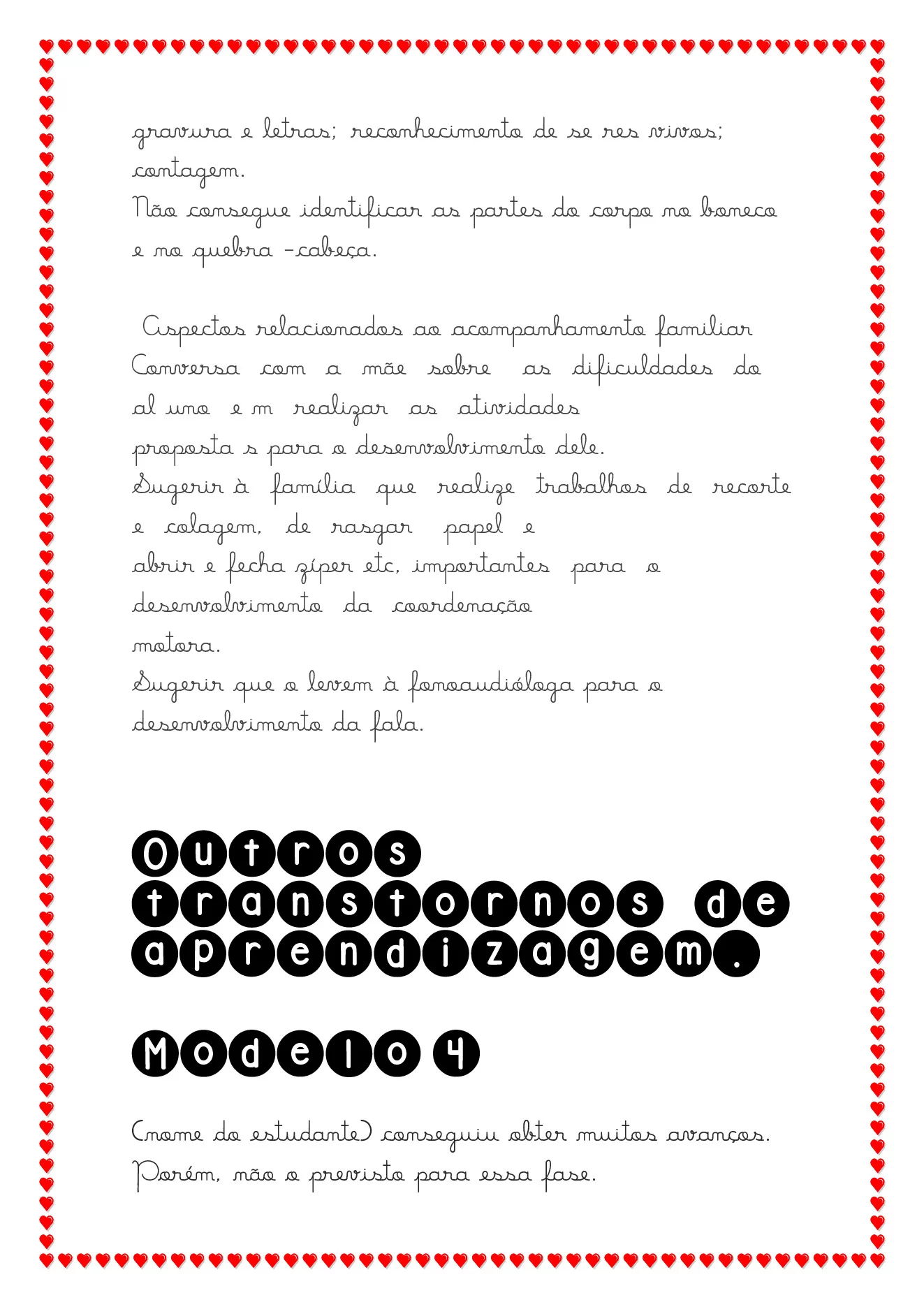 Modelos de relatórios para educação especial — p9 | Ensino Já atividades para educação infantil (ensinoja.com)