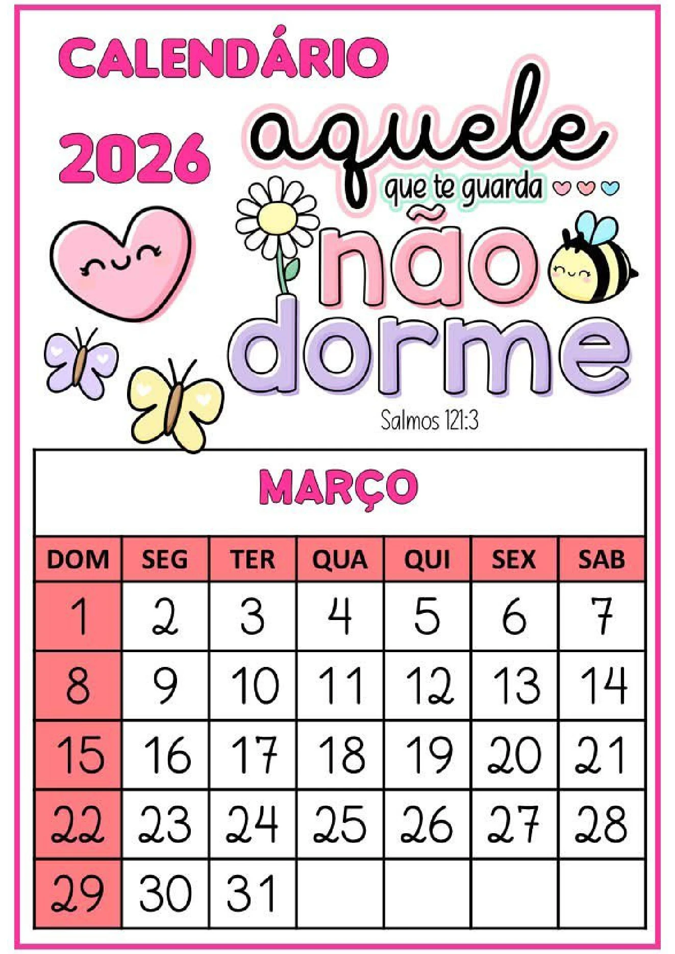 Calendário 2026 com frases bíblicas para imprimir PDF — p3 | Ensino Já atividades para educação infantil (ensinoja.com)