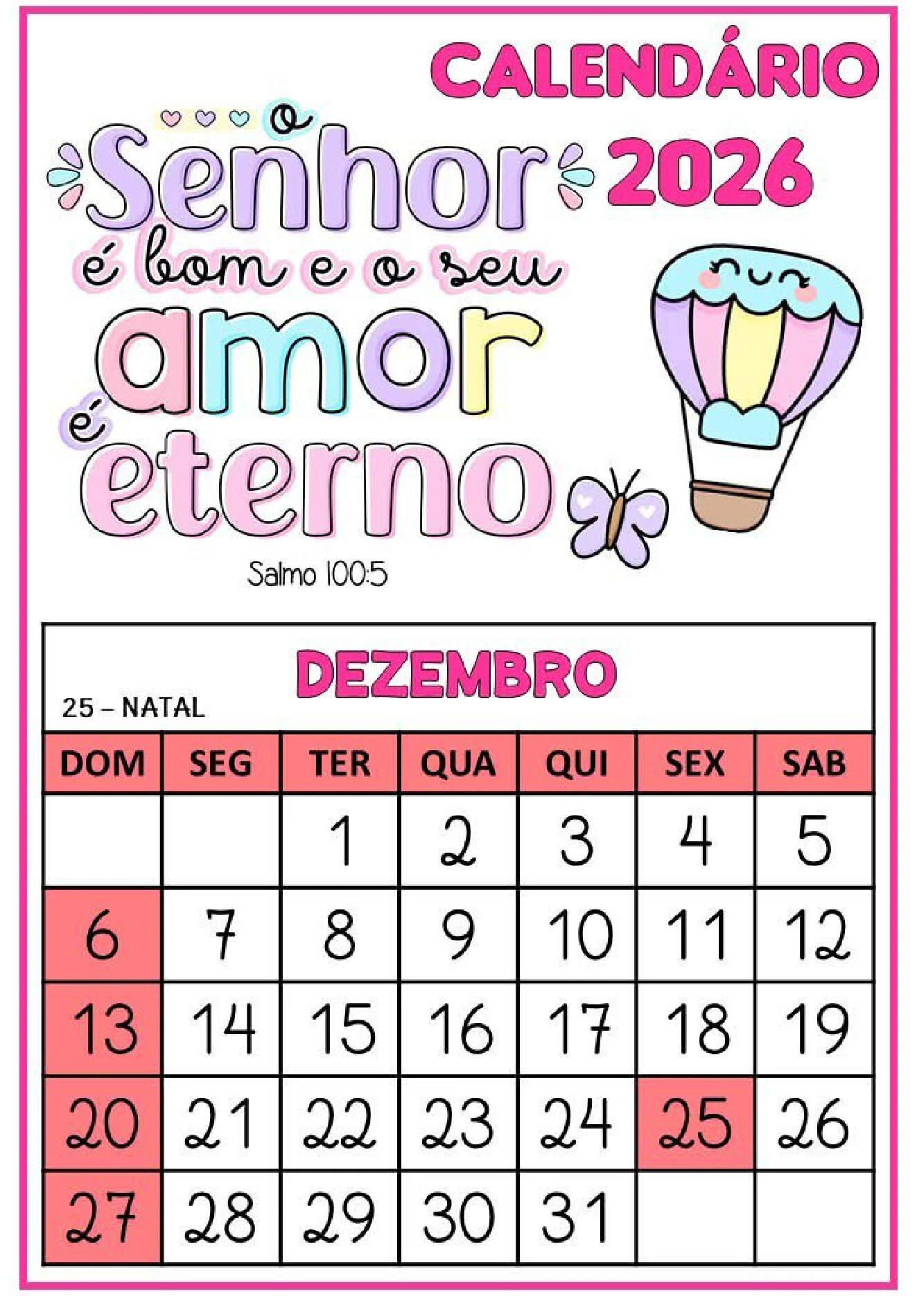 Calendário 2026 com frases bíblicas para imprimir PDF — p12 | Ensino Já atividades para educação infantil (ensinoja.com)
