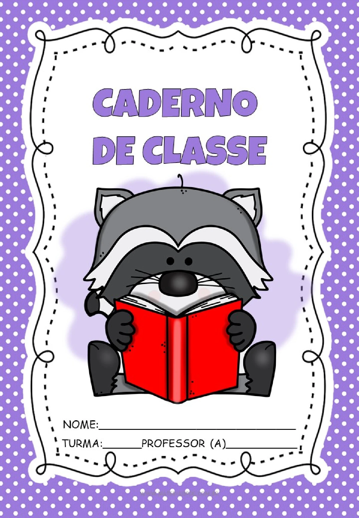Capas de caderno guaxinim: modelos em PDF para imprimir — p1 | Ensino Já atividades para educação infantil (ensinoja.com)
