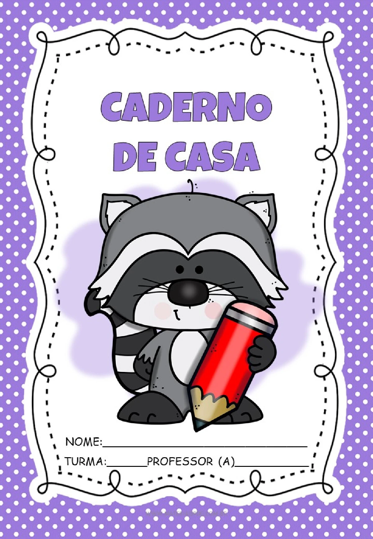 Capas de caderno guaxinim: modelos em PDF para imprimir — p2 | Ensino Já atividades para educação infantil (ensinoja.com)