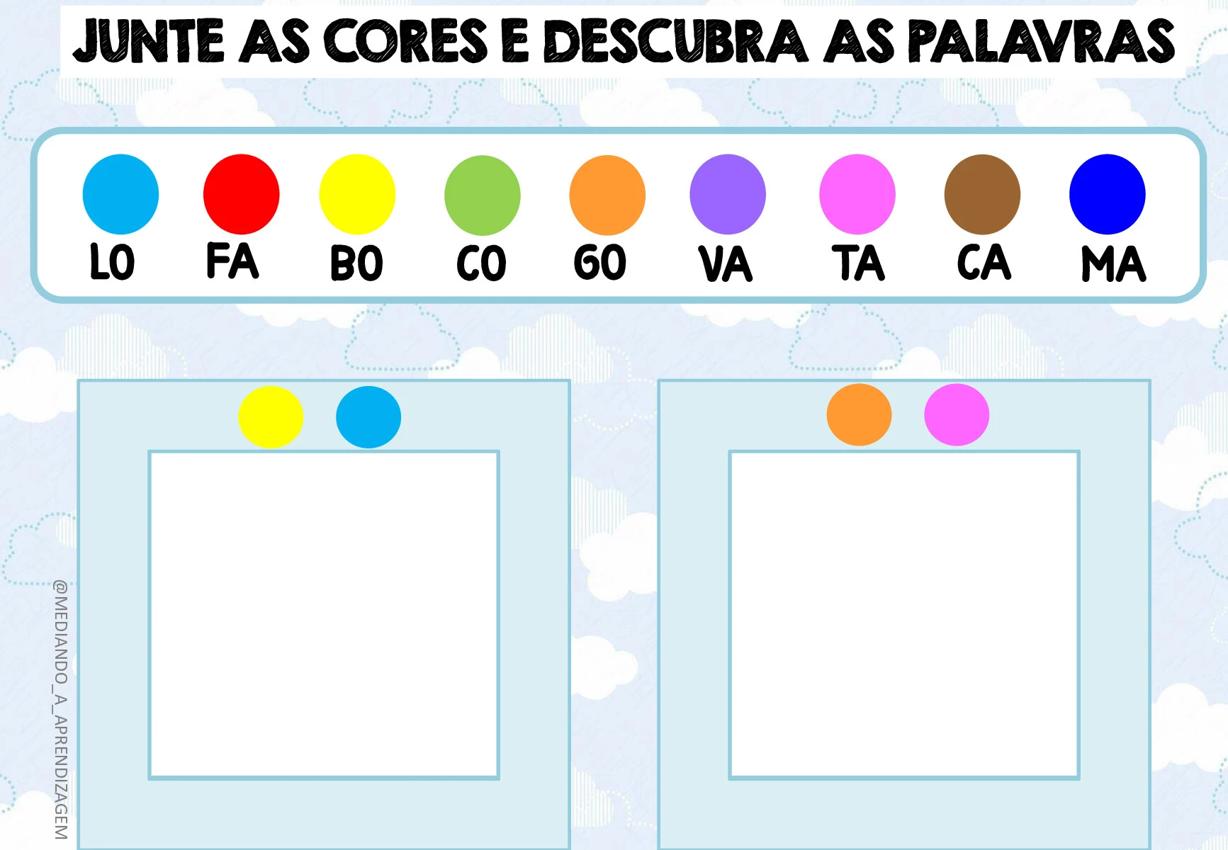 Junte as cores e forme palavras: atividade de sílabas (PDF) — p2 | Ensino Já atividades para educação infantil (ensinoja.com)