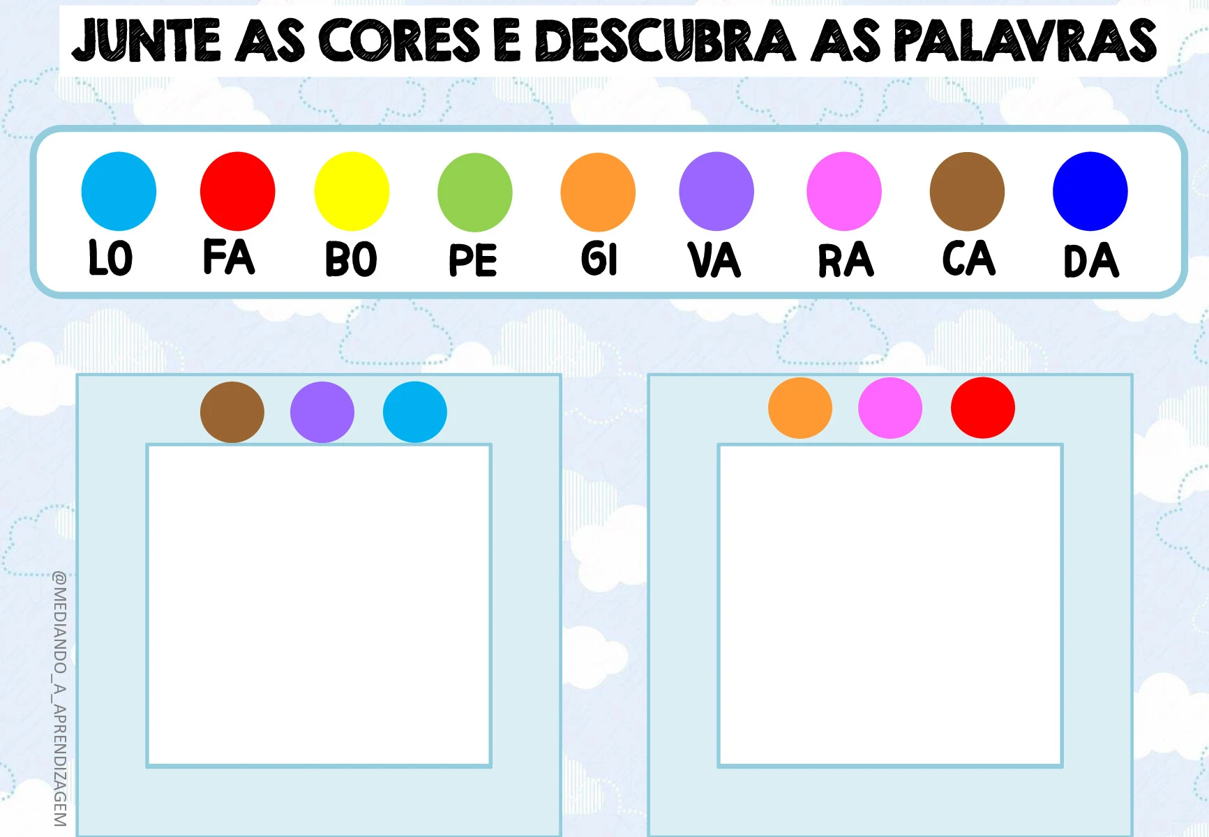 Junte as cores e forme palavras: atividade de sílabas (PDF) — p8 | Ensino Já atividades para educação infantil (ensinoja.com)