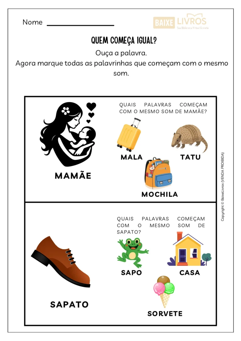 Atividades sobre consciência fonológica para alfabetização — p15 | Ensino Já atividades para educação infantil (ensinoja.com)