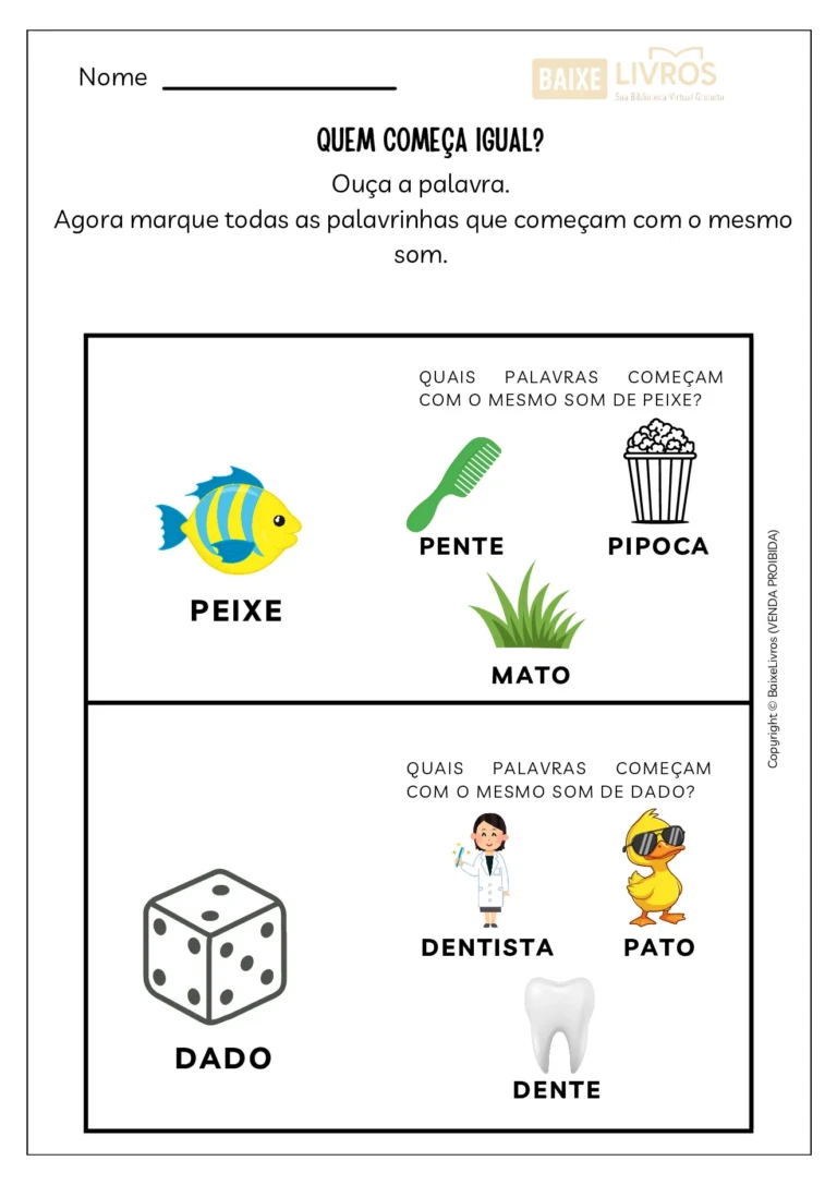 Atividades sobre consciência fonológica para alfabetização — p16 | Ensino Já atividades para educação infantil (ensinoja.com)