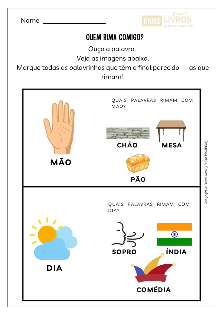 Atividades sobre consciência fonológica para alfabetização — p18 | Ensino Já atividades para educação infantil (ensinoja.com)