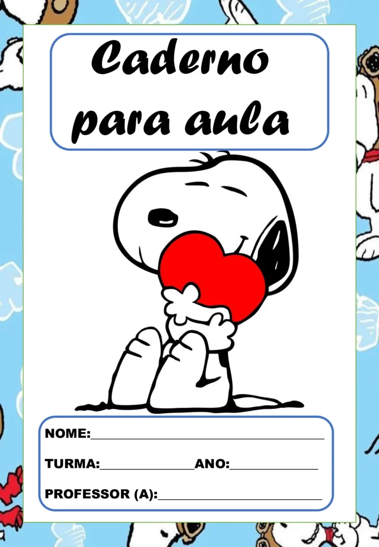 Capas de caderno Snoopy em PDF para imprimir — p16 | Ensino Já atividades para educação infantil (ensinoja.com)