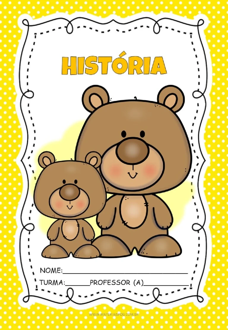 Kit capas de caderno ursinho em PDF para imprimir — p7 | Ensino Já atividades para educação infantil (ensinoja.com)