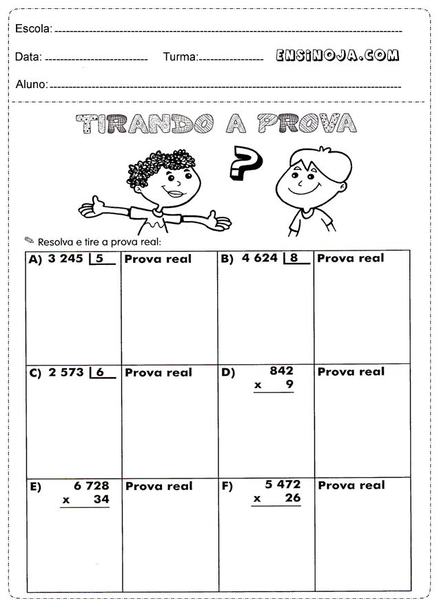 Atividades de matemática 4° ano fundamental para imprimir - Ensino Já