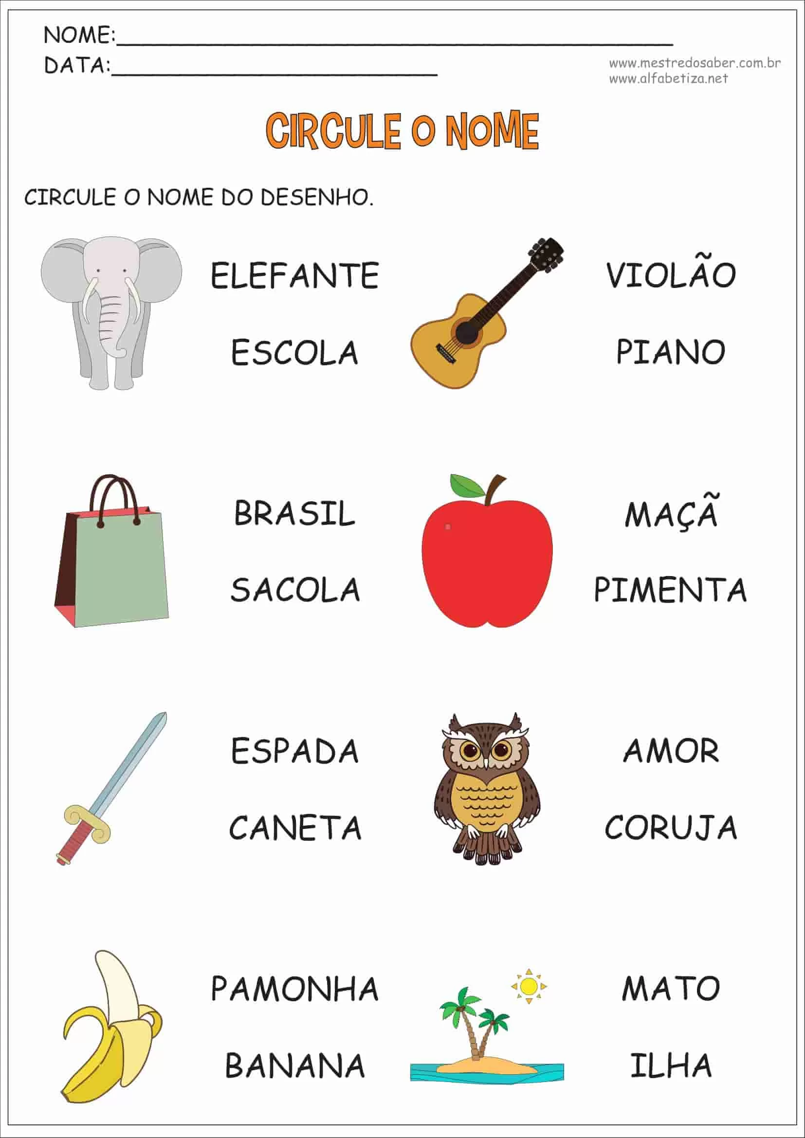 5 Atividades 1 Ano Portugues Mestre Do Saber