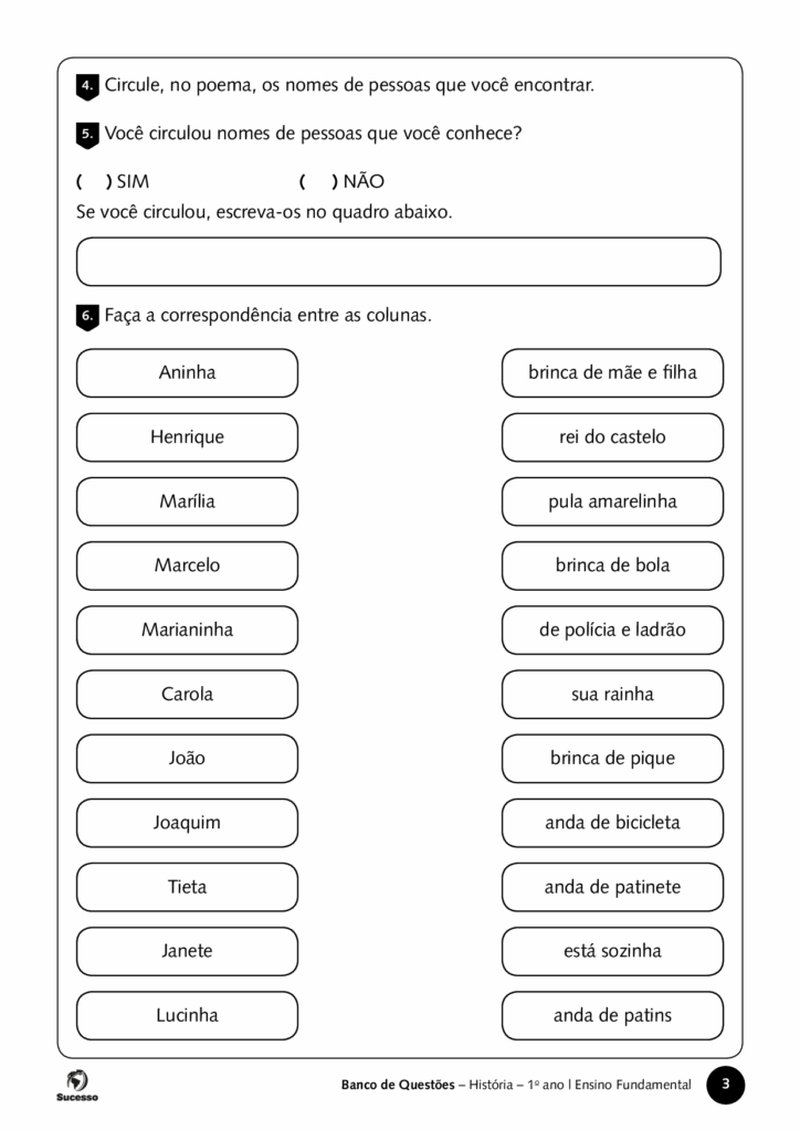 questões de história circule no poema os nome de pessoas