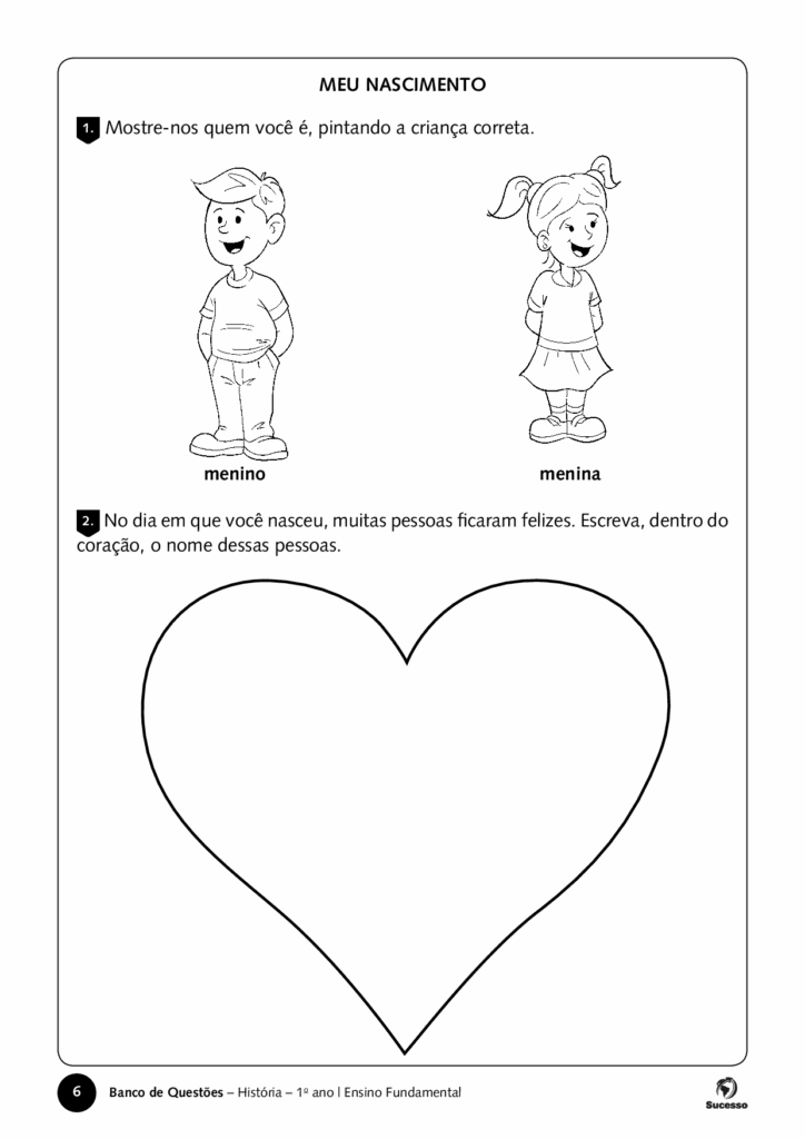 questões de história menino e menina para colorir