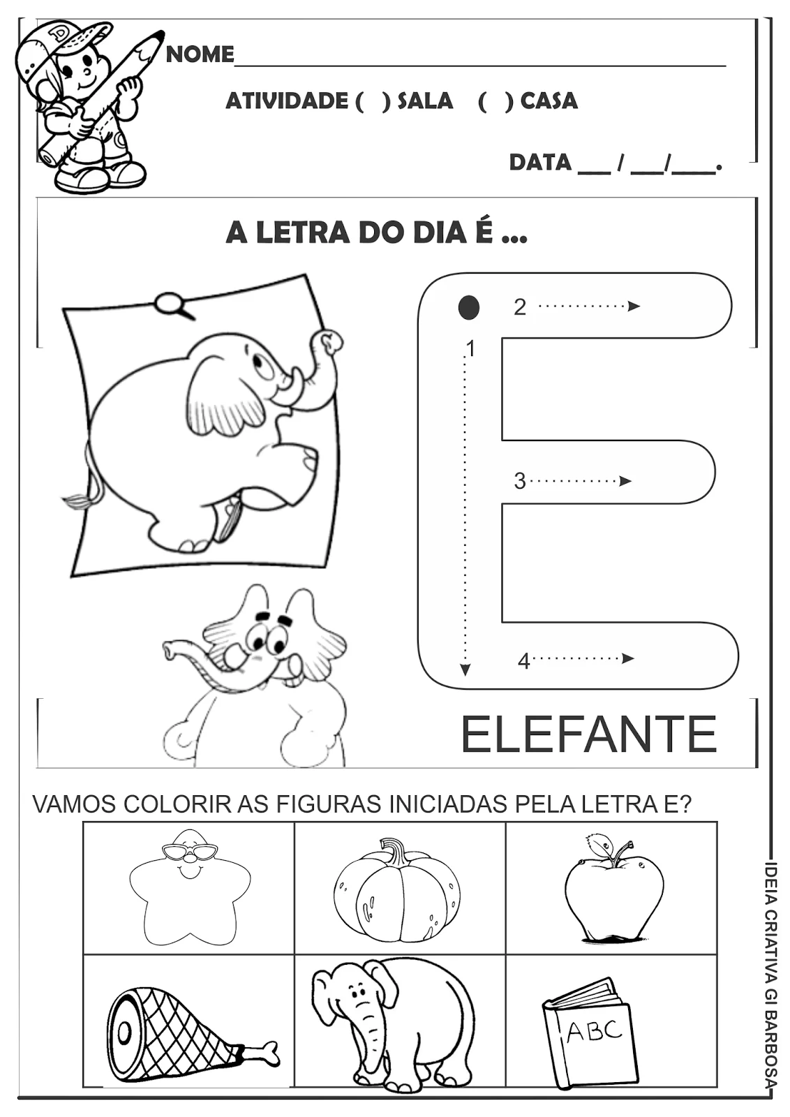 Atividade Letra E Turmap Da Monica Introducao Letrae Vogal