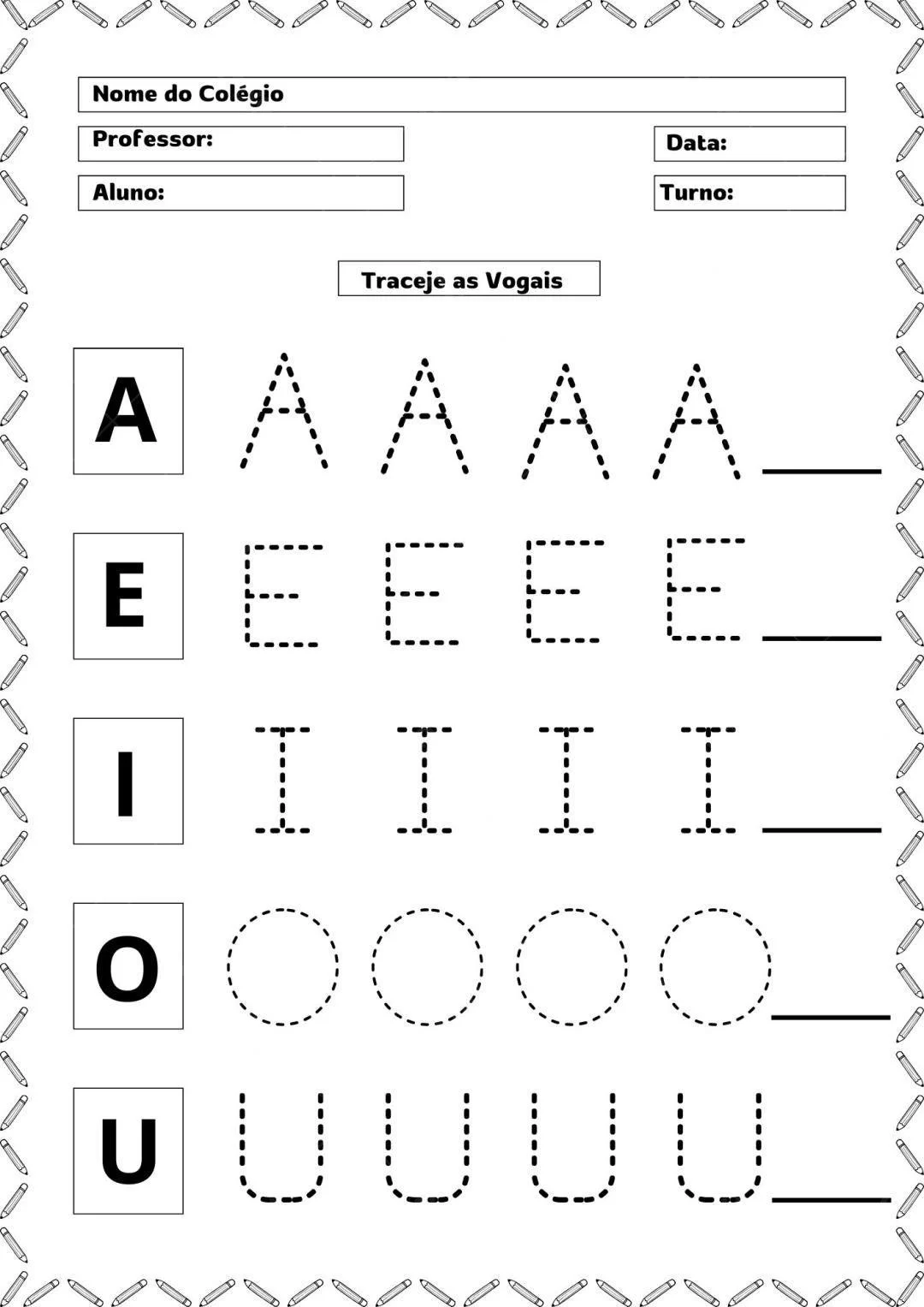 Atividades com vogais para imprimir PDF