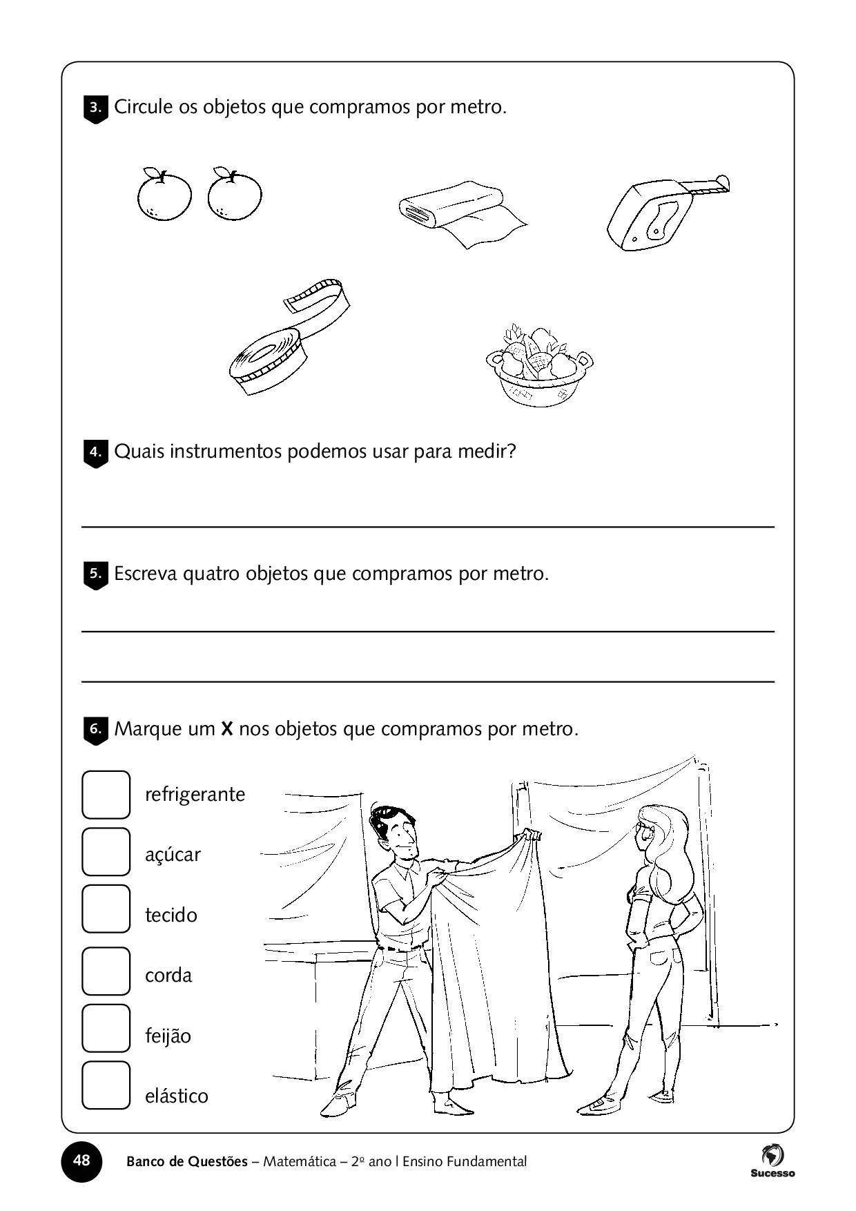Circuleos objetos que compramos por metro as atividades de Matemática para o 2º Ano