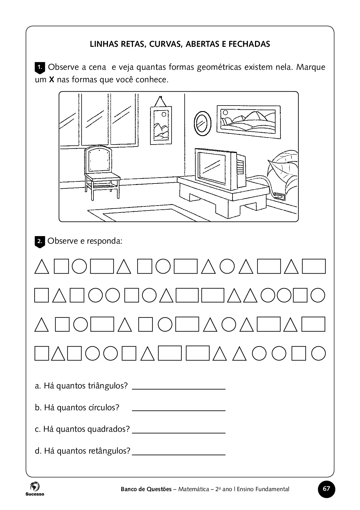 Linhas retas, curvas, abertas e fechadas para as atividades de Matemática para o 2º Ano