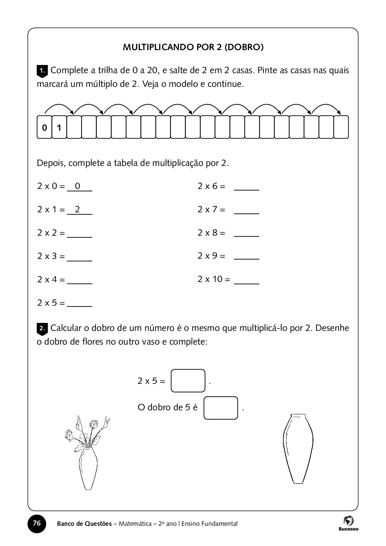 Multiplicando por 2 em atividades de Matemática para o 2º Ano