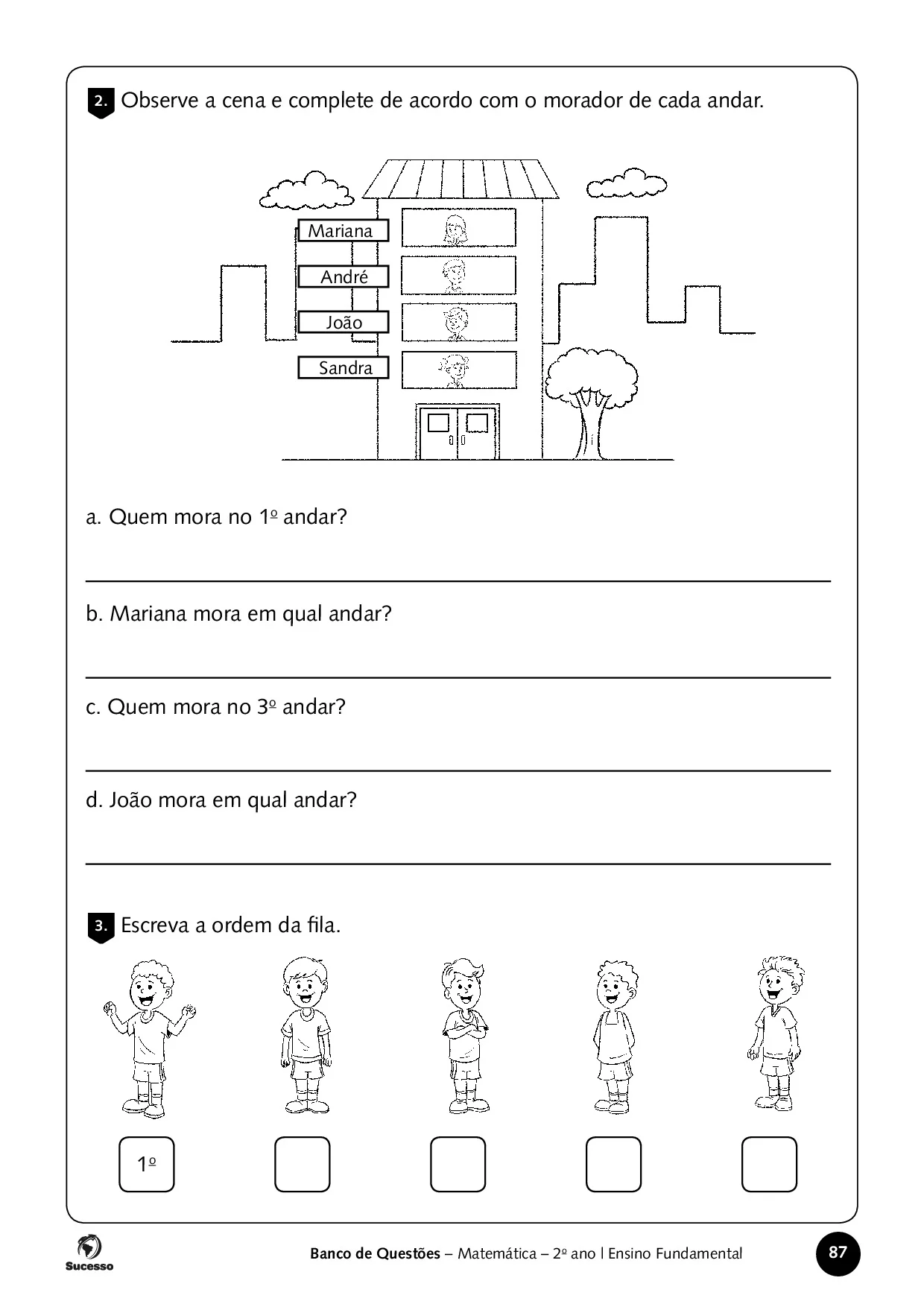 Atividades de Matemática para o 2º Ano, quem mora no primeiro andar?