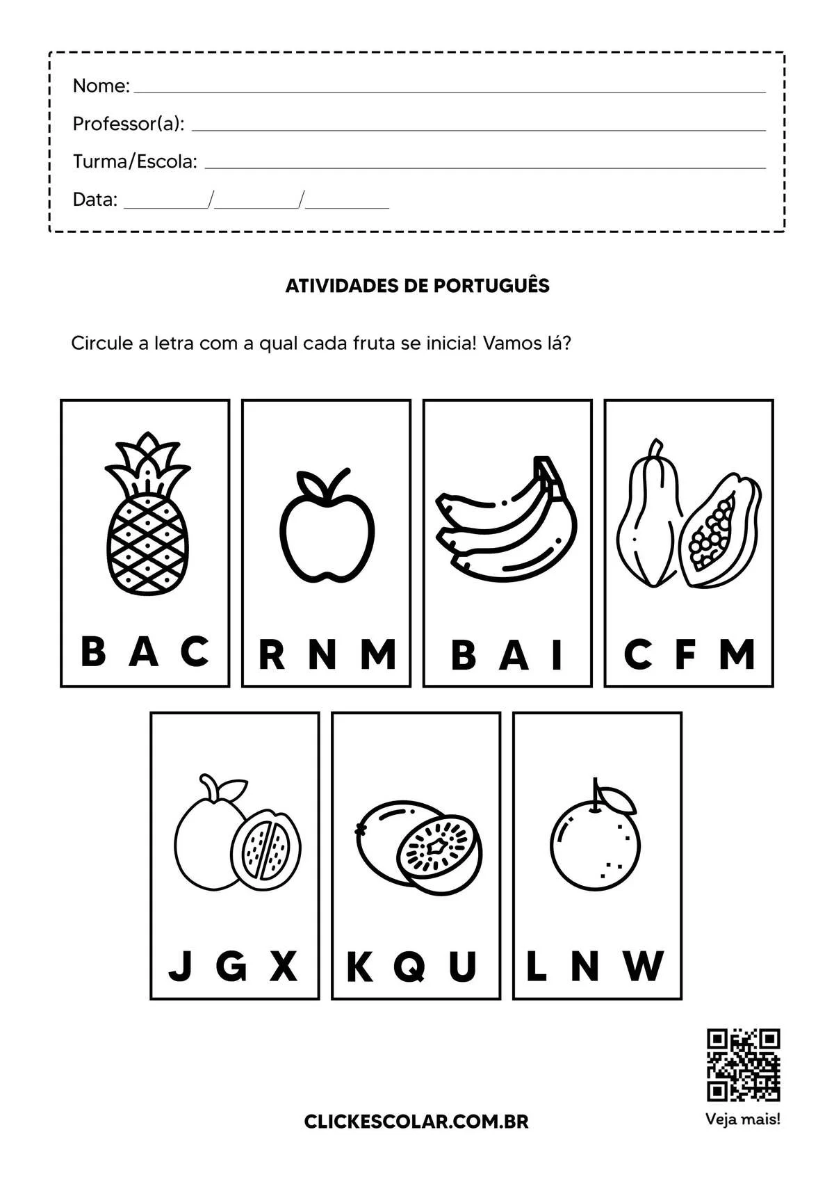 Atividades de Português 1 ano – ilustração 2