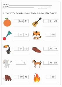 Atividades para 1 ano alfabetização e letramento grátis