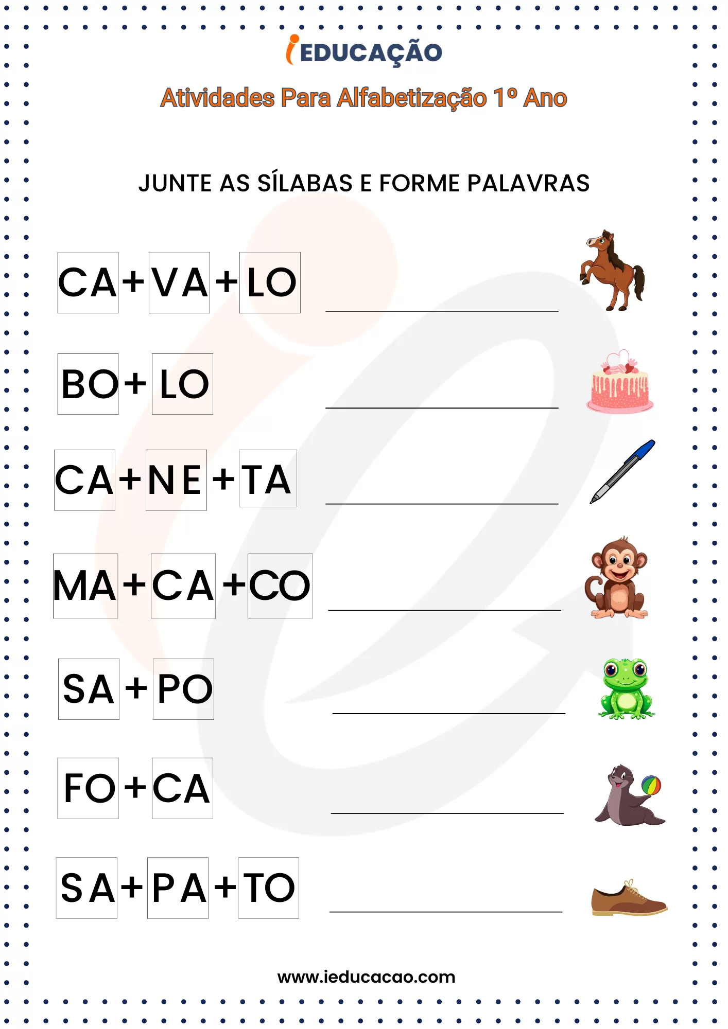 Atividades Para Alfabetizacao 1o Ano. Silabas