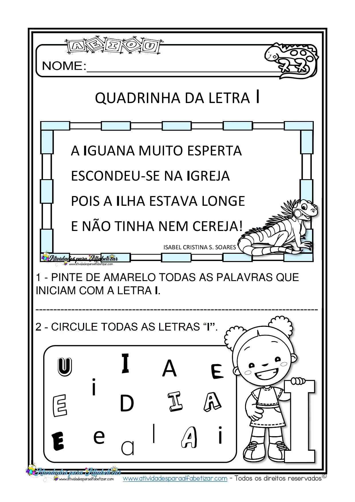Atividades Para Alfabetizar Quadrinhas Das Vogais Educacao Infantil07