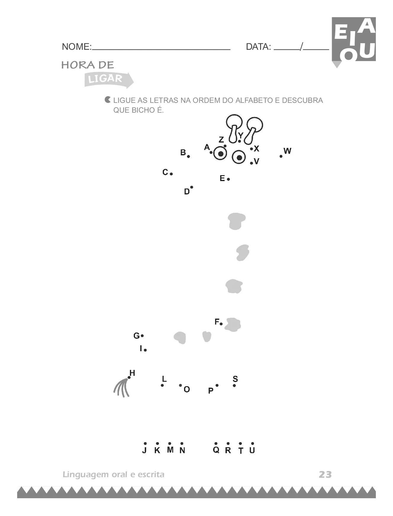 ligue as letras na ordem do alfabeto e descubra que bicho é