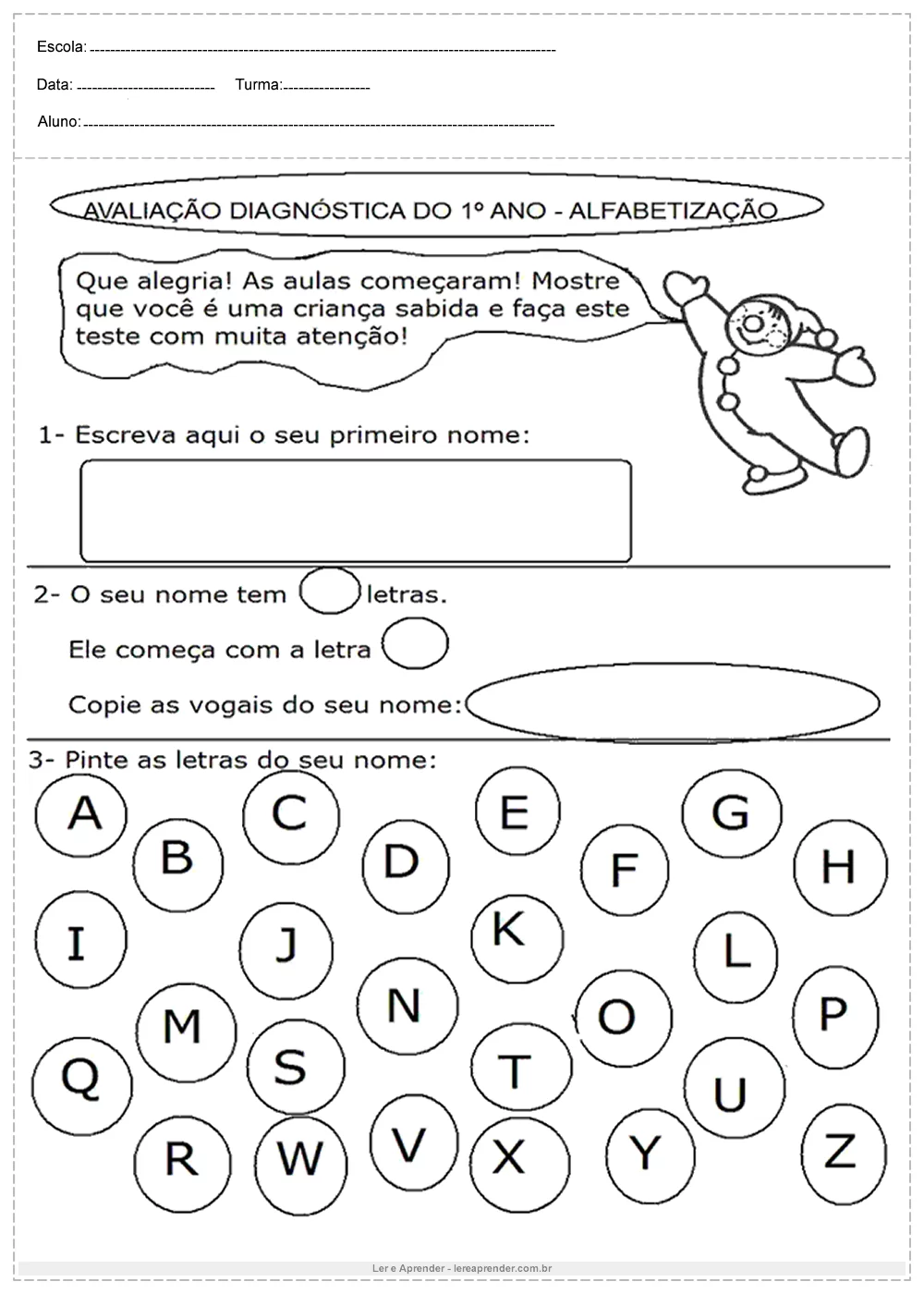 Atividaes De Portugues Avaliacao