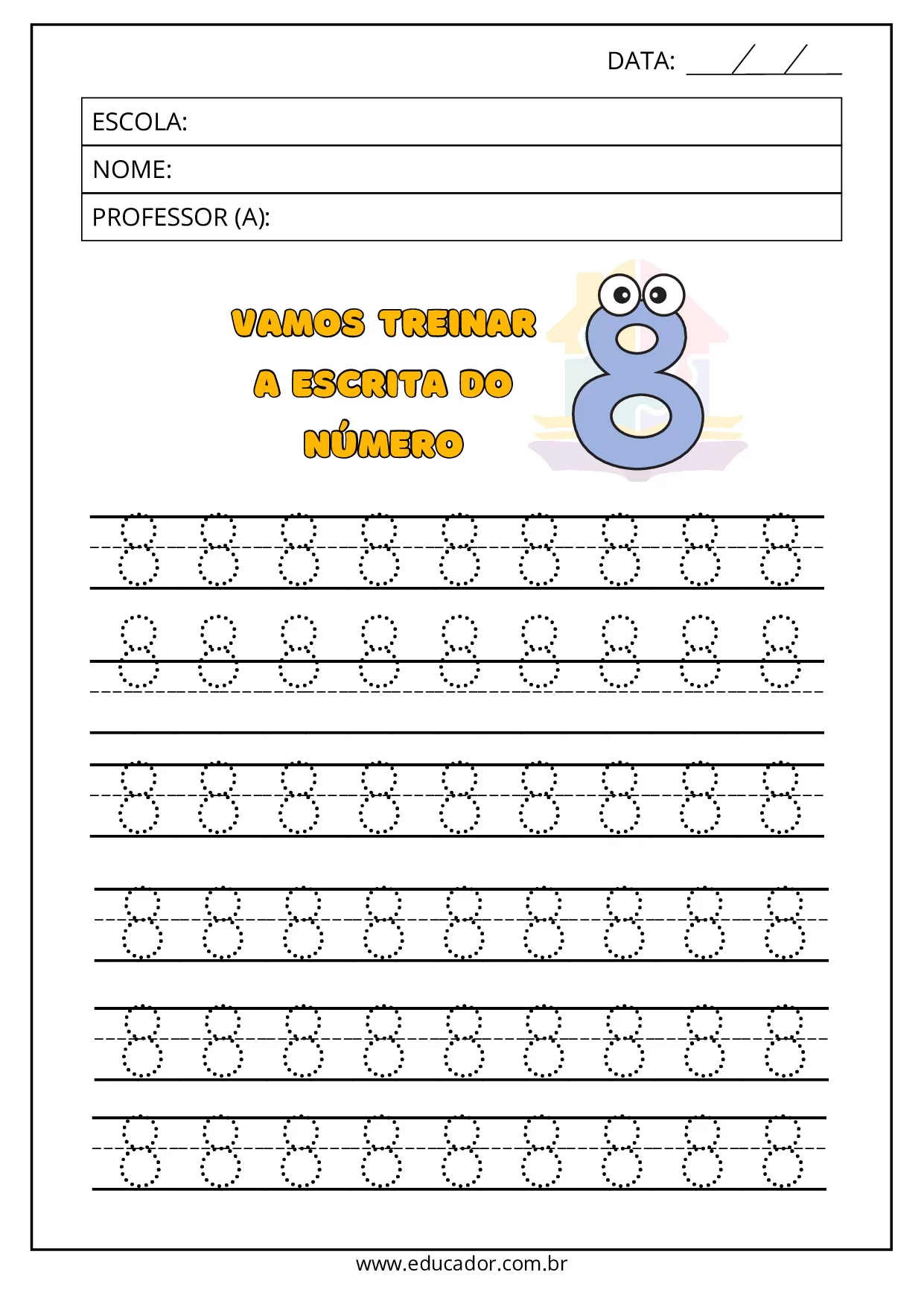 Escrita do número 8