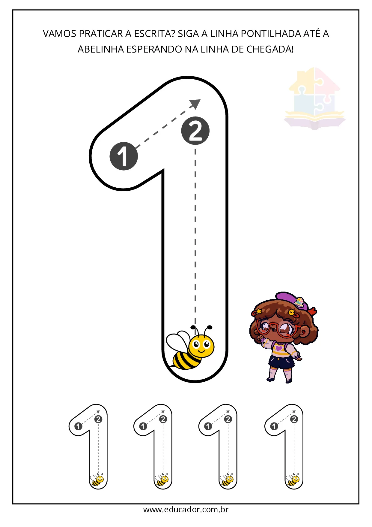 Pontilhados para imprimir numero 1