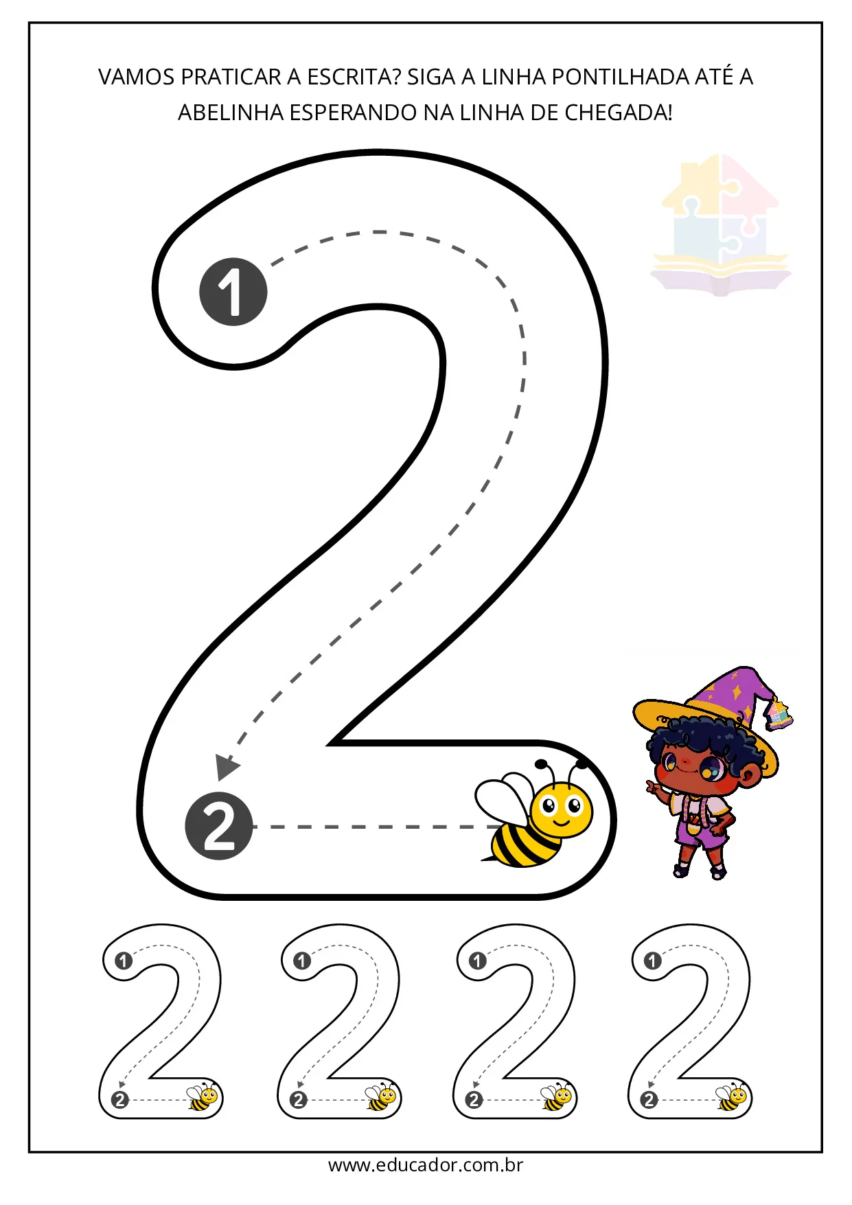 Pontilhados para imprimir numero 2