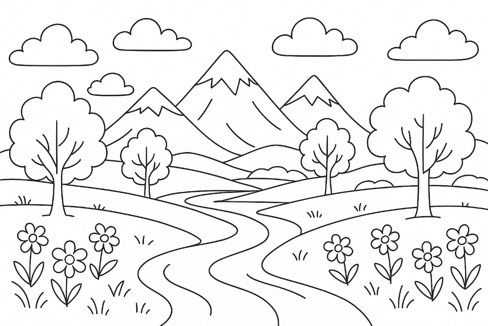 paisagem para colorir