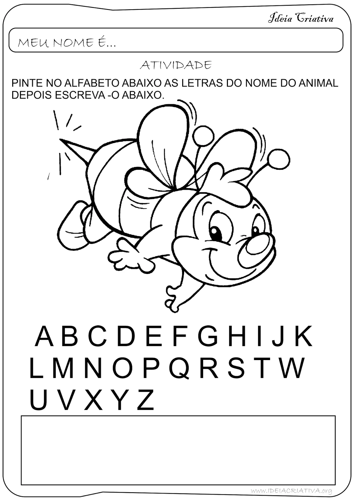 Atividade Alfabeto Reconhecimento Letras Nome Do Animal