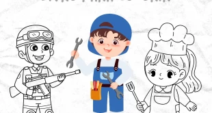 Atividade de Colorir Profissões para Educação Infantil