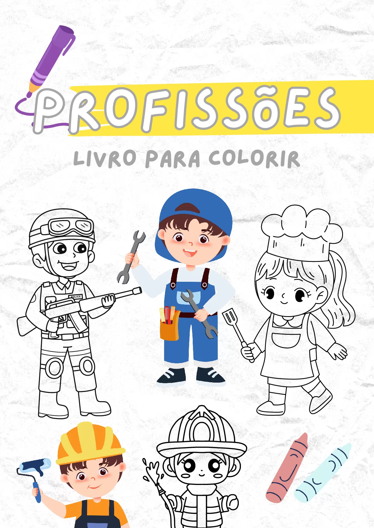 Atividade de Colorir Profissões para Educação Infantil
