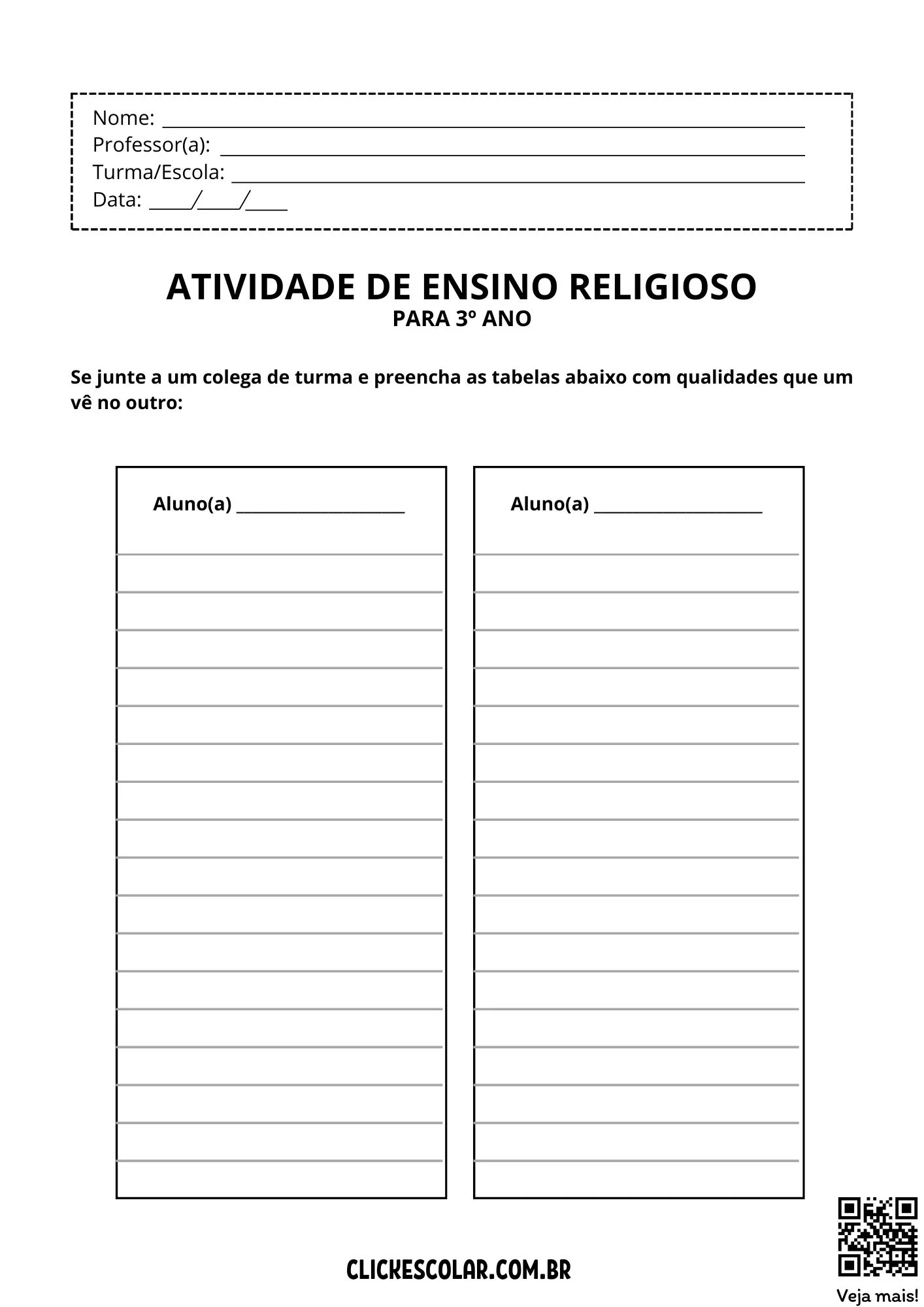 Atividade De Ensino Religioso 3 Ano 17