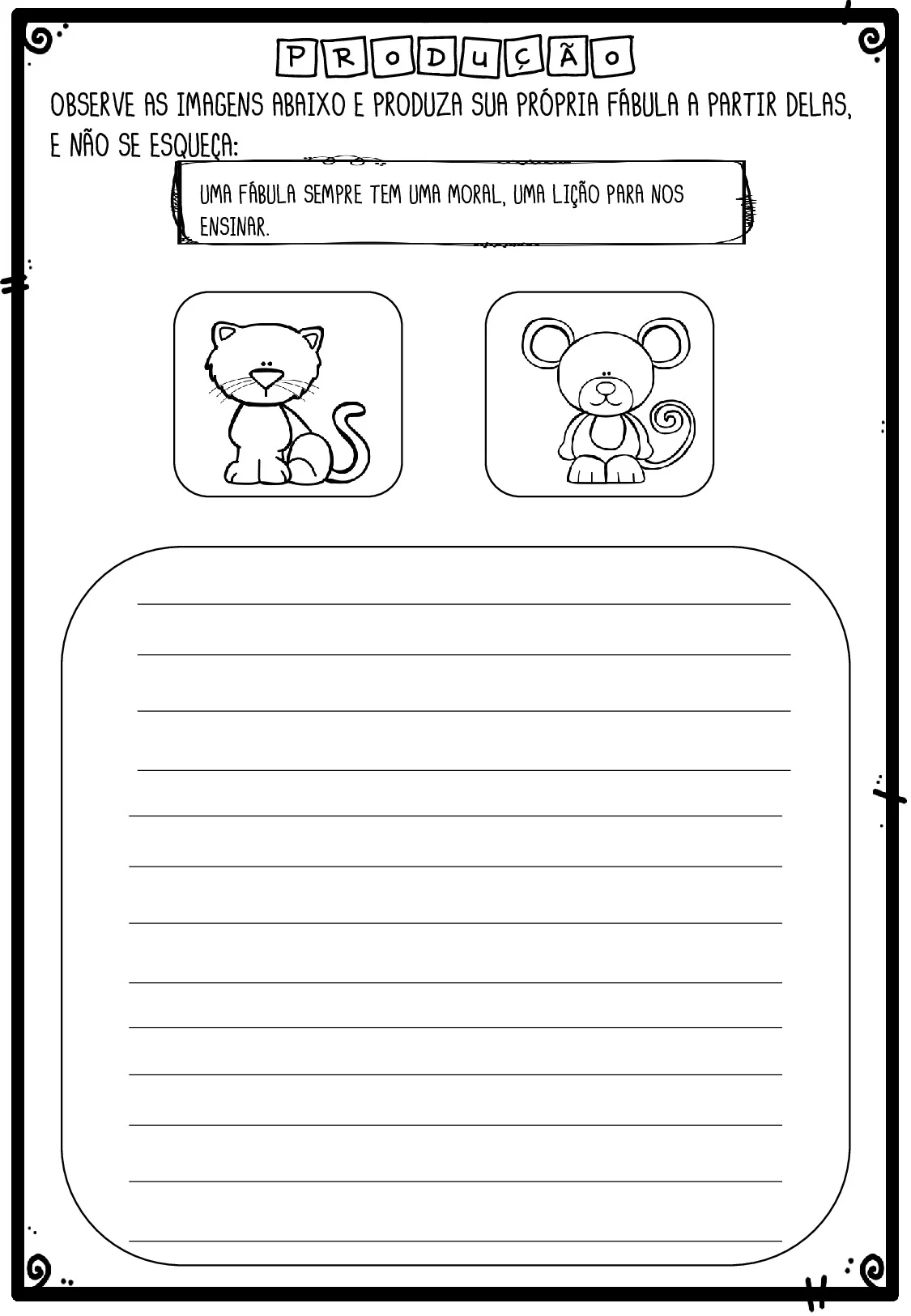 Veja a fabula e crie a história