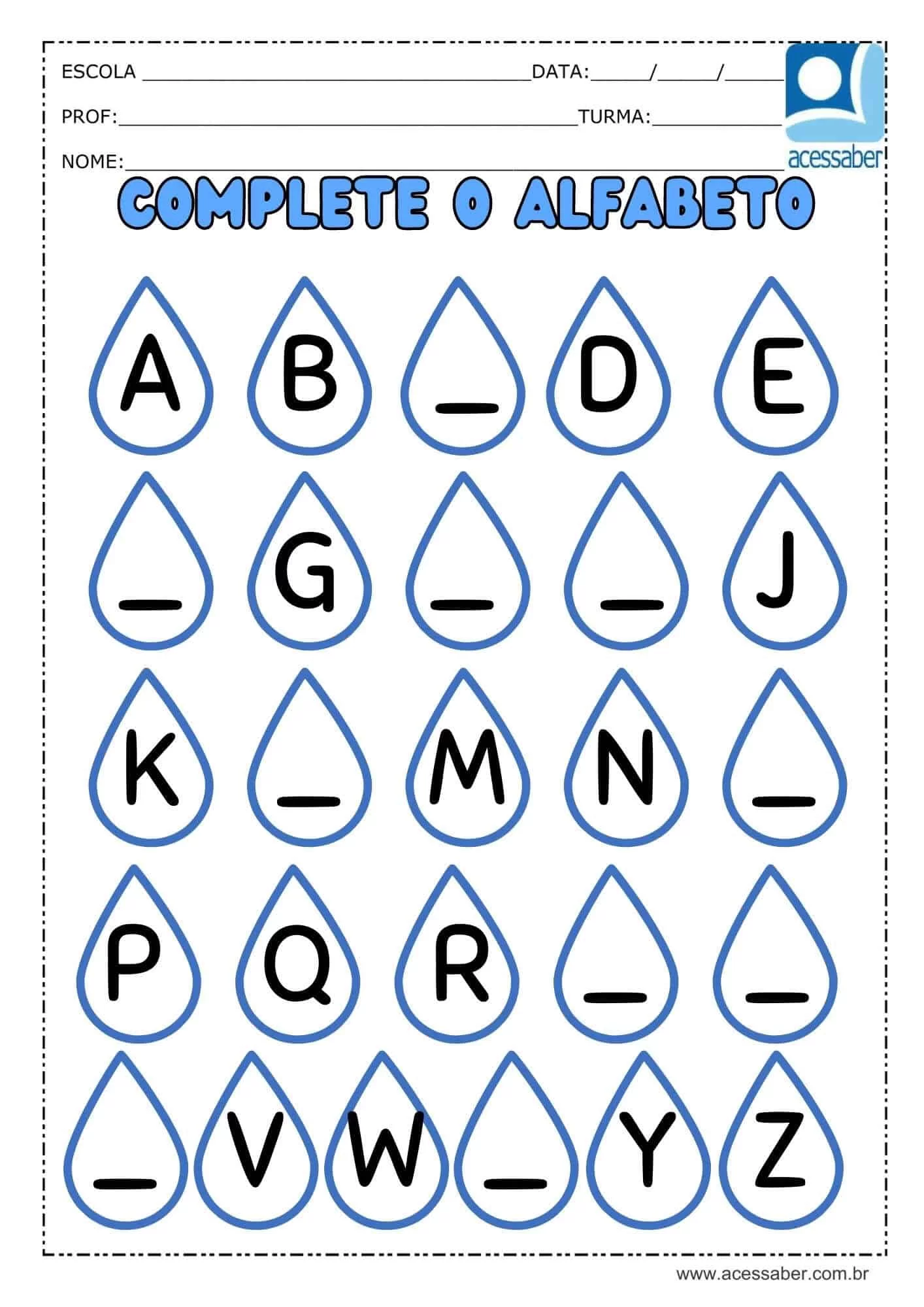 Atividade De Portugues Complete O Alfabeto Ed Inf E 1 Ano 8
