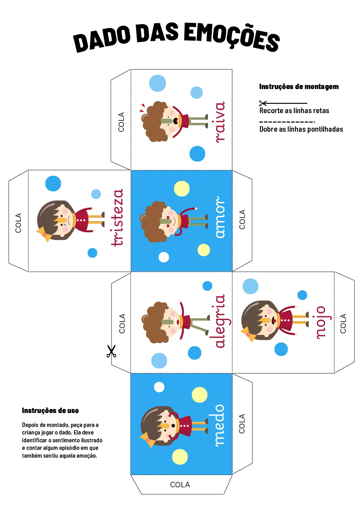 Crie um dado de emoções para educação nfantil
