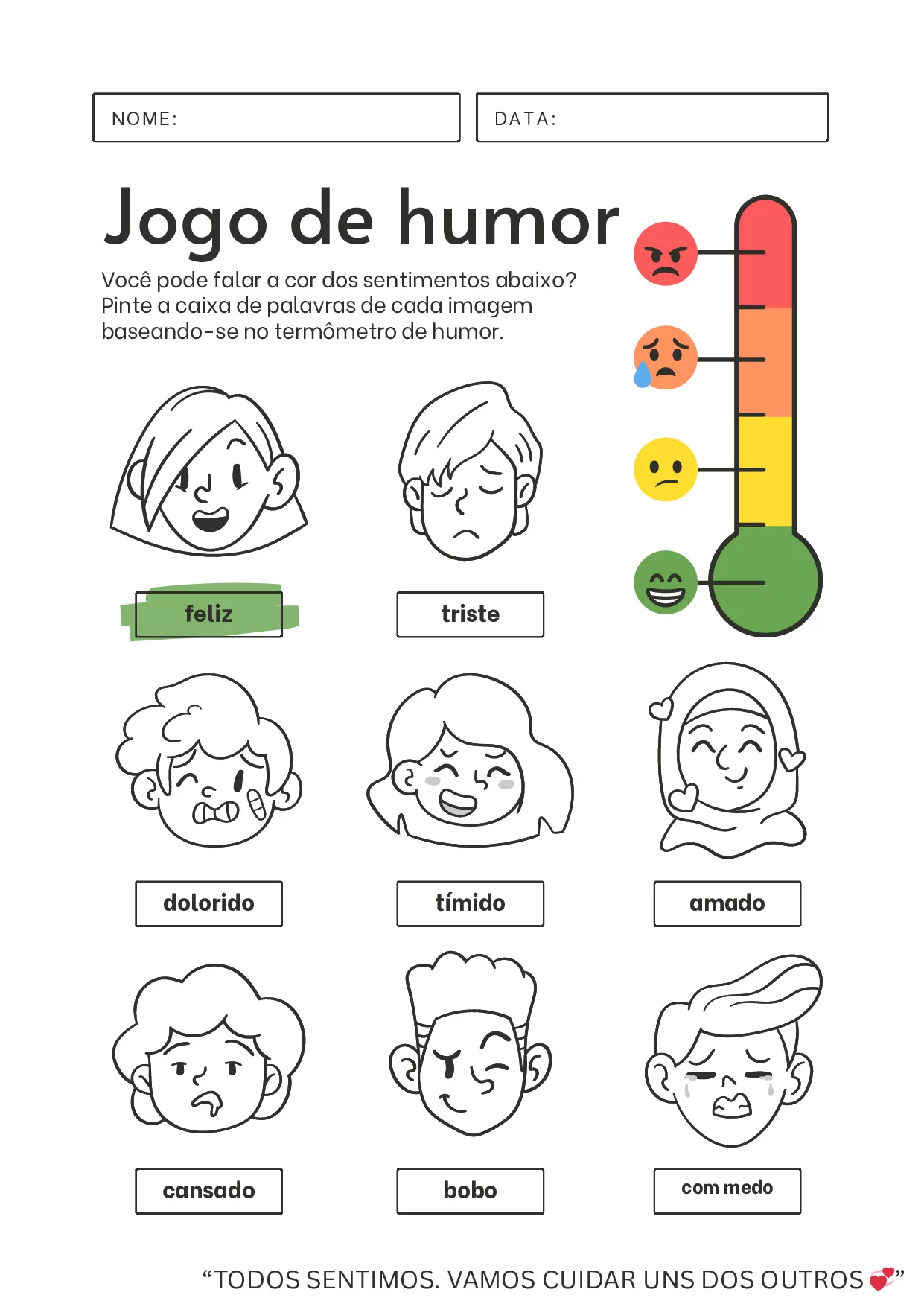 Atividades jogo de humor