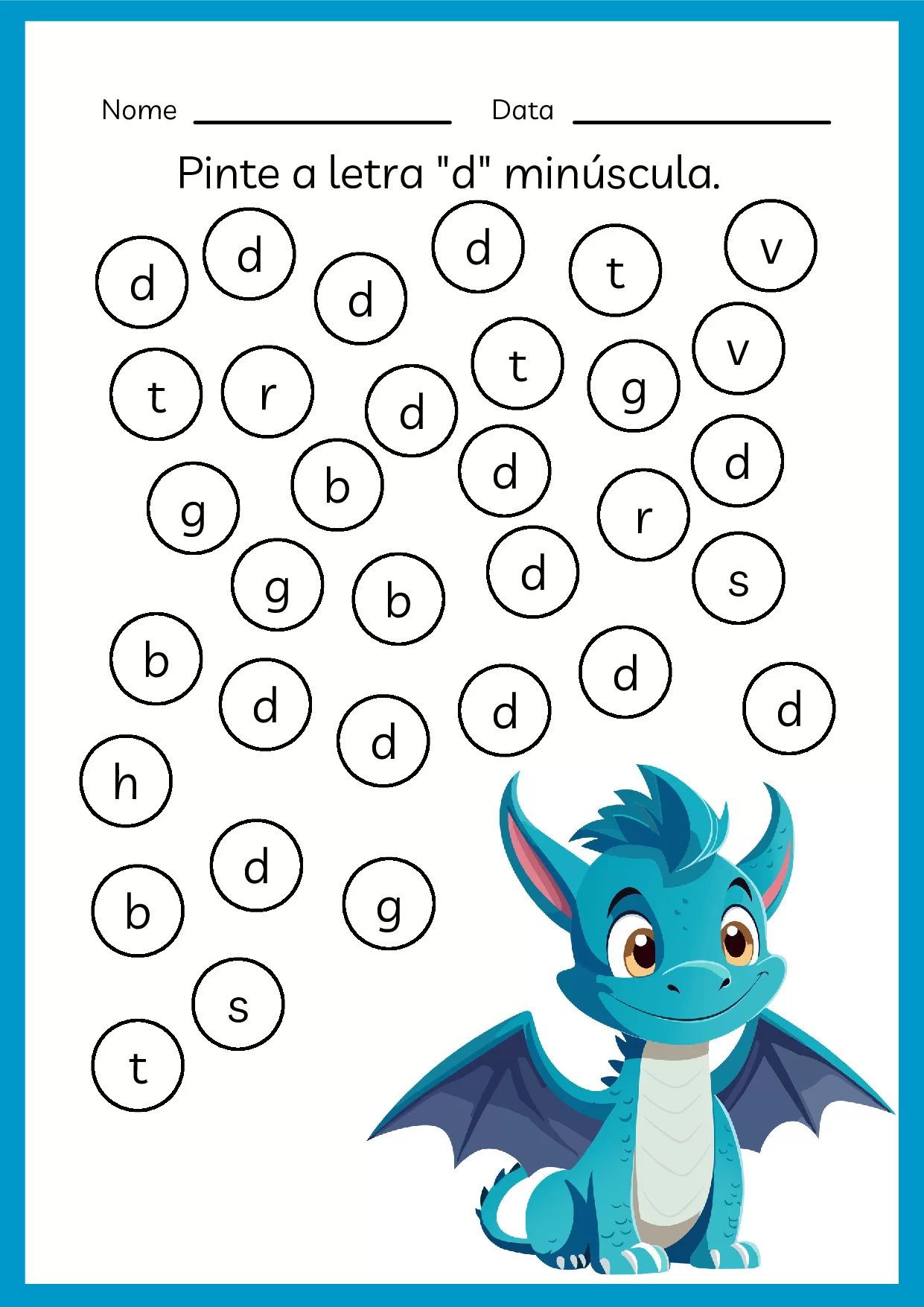 Pinte a letra d minúscula