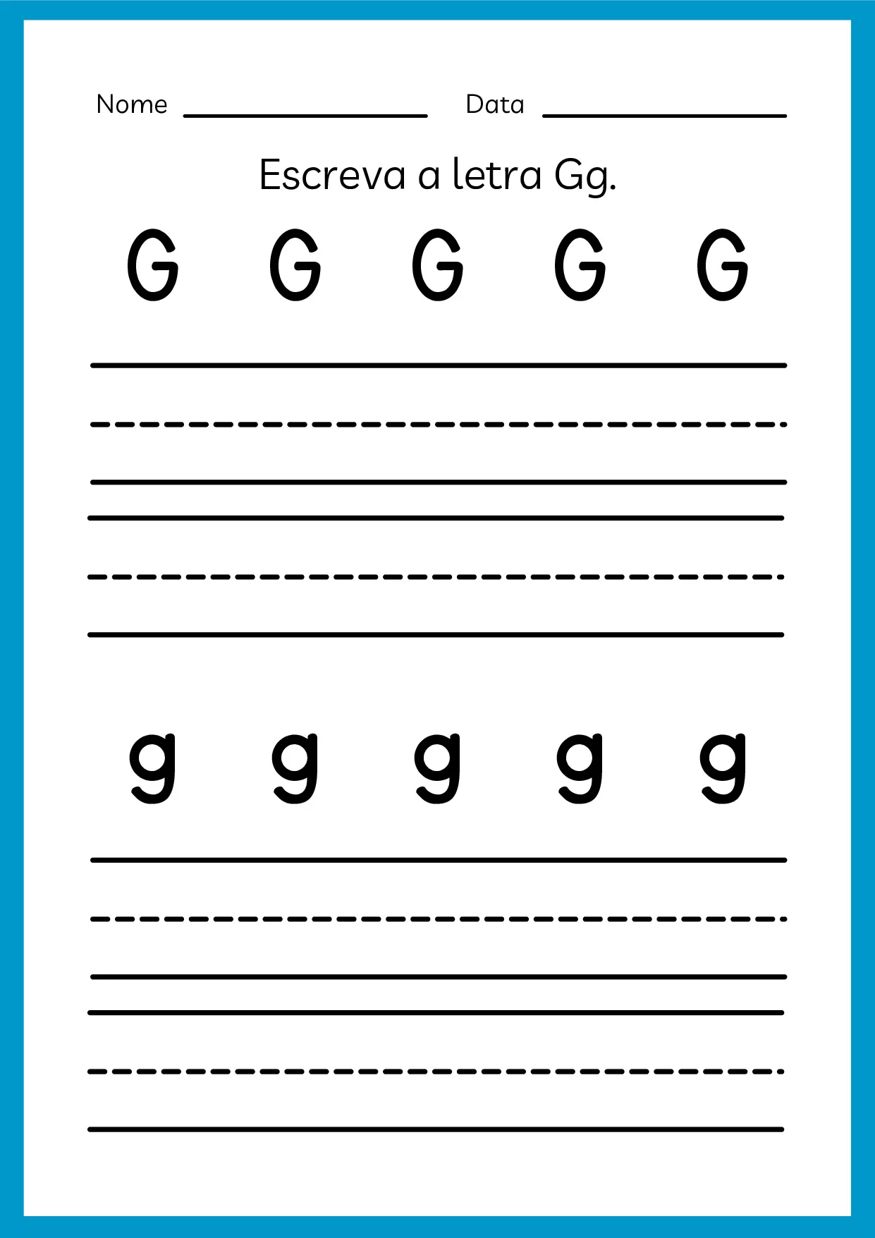 Escreva a letra g maiúscula