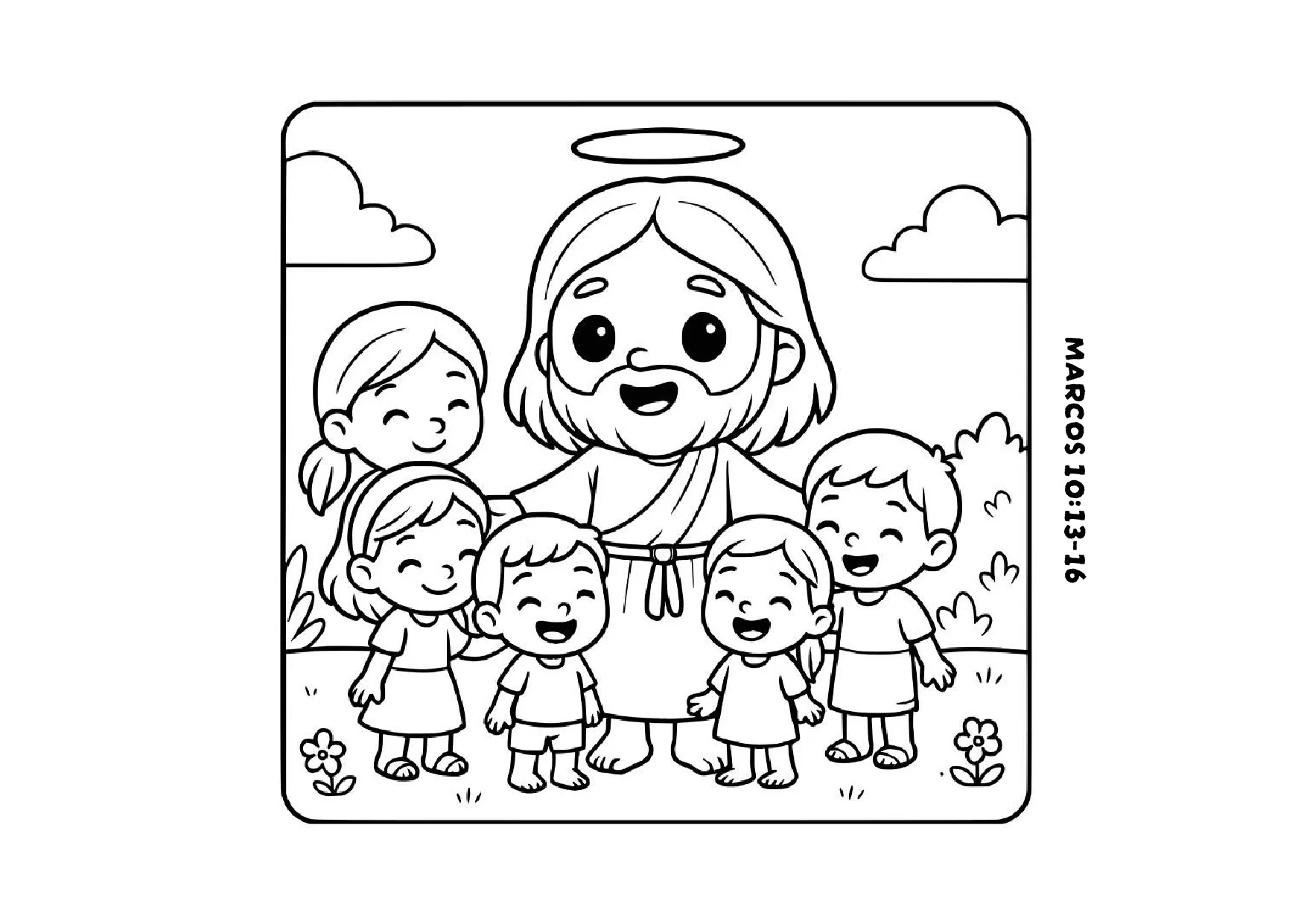 Jesus com as crianças para pintar